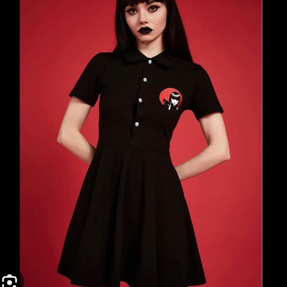 Black Collared Skater Dress